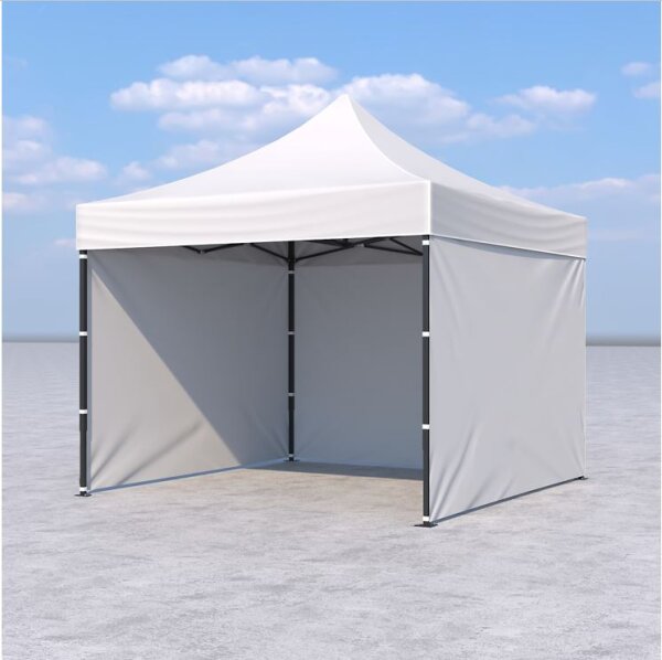 3x3 m Faltpavillon ECONOMY mit 3 Seitenwänden, weiß