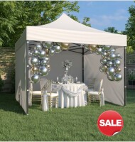 3x3 m Faltpavillon ECONOMY mit 3 Seitenwänden, beige