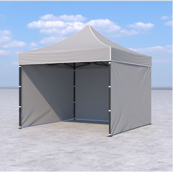 3x3 m Faltpavillon ECONOMY mit 3 Seitenwänden, grau