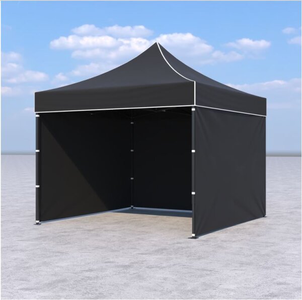 3x3 m Faltpavillon ECONOMY mit 3 Seitenwänden, schwarz