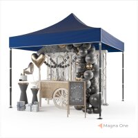 3x3 m Faltpavillon ECONOMY mit 3 Seitenwänden, blau
