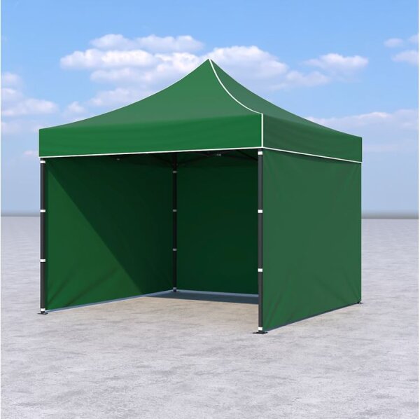 3x3 m Faltpavillon ECONOMY mit 3 Seitenwänden, grün