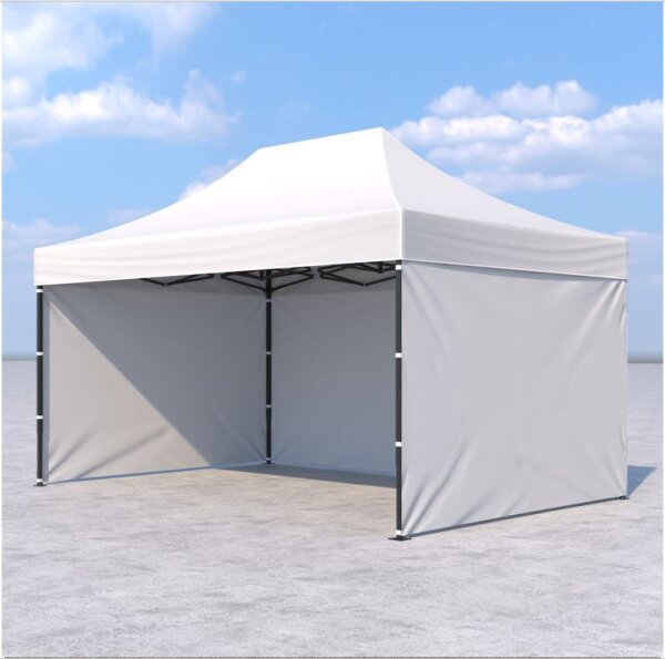 3x4,5 m Faltpavillon ECONOMY mit 3 Seitenwänden, weiß