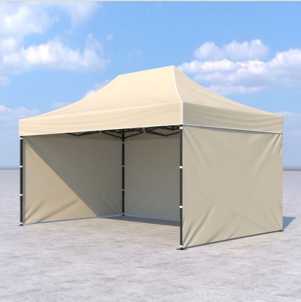 3x4,5 m Faltpavillon ECONOMY mit 3 Seitenwänden, beige