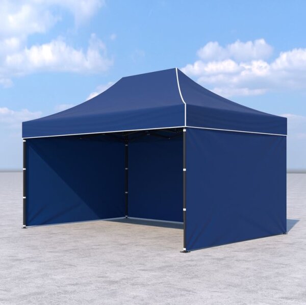3x4,5 m Faltpavillon ECONOMY mit 3 Seitenwänden, blau