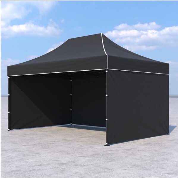 3x4,5 m Faltpavillon ECONOMY mit 3 Seitenwänden, schwarz