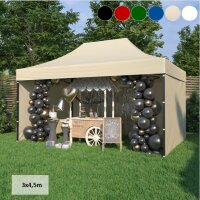 3x4,5 m Faltpavillon ECONOMY mit 3 Seitenwänden, schwarz