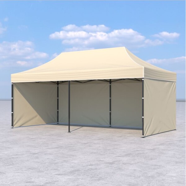 3x6 m Faltpavillon ECONOMY mit 3 Seitenwänden, beige