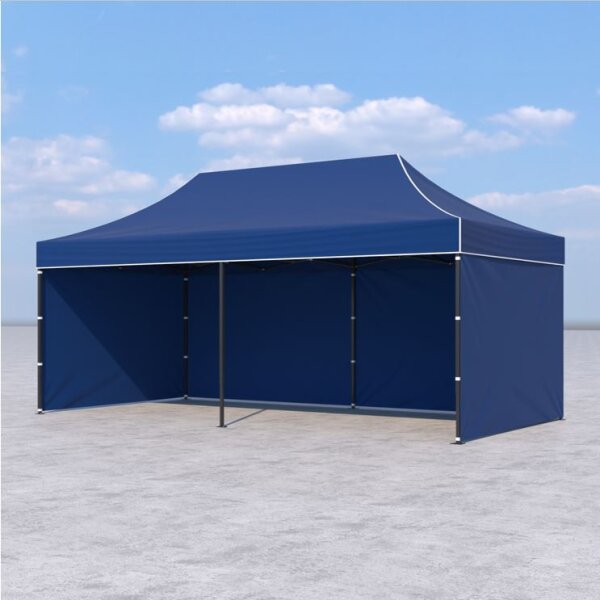 3x6 m Faltpavillon ECONOMY mit 3 Seitenwänden, blau