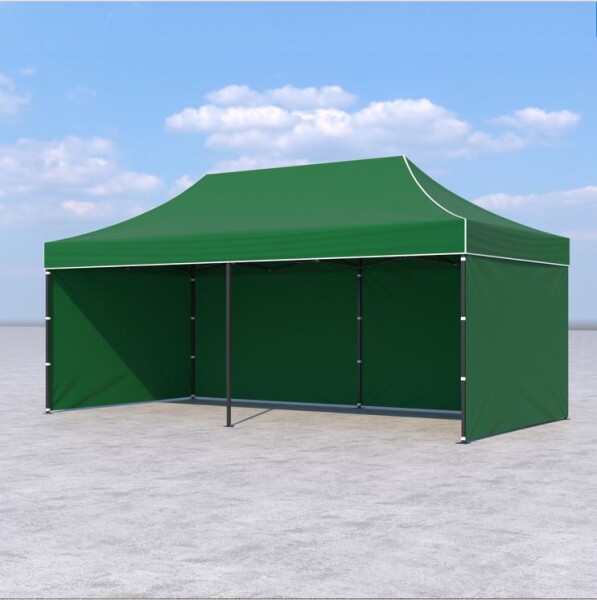 3x6 m Faltpavillon ECONOMY mit 3 Seitenwänden, grün