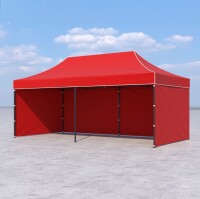 3x6 m Faltpavillon ECONOMY mit 3 Seitenwänden, rot