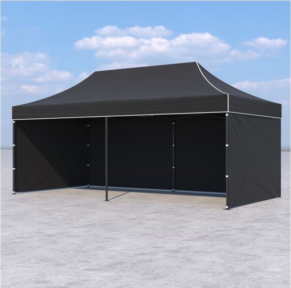 3x6 m Faltpavillon ECONOMY mit 3 Seitenwänden, schwarz