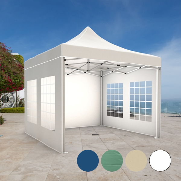 3x3 m Faltpavillon PREMIUM mit 4 Seitenwänden, weiß