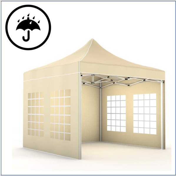 3x3 m Faltpavillon PREMIUM mit 4 Seitenwänden, beige