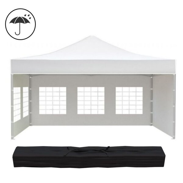 3x4,5 m Faltpavillon PREMIUM mit 4 Seitenwänden, weiß