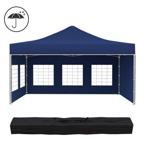 3x4,5 m Faltpavillon PREMIUM mit 4 Seitenwänden, blau