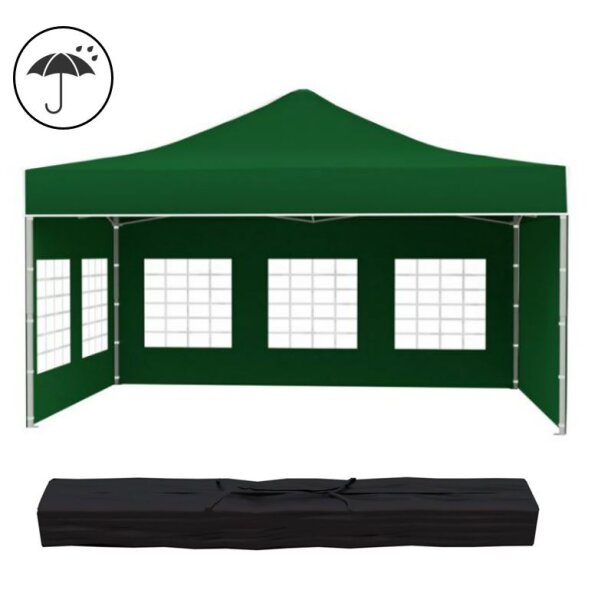3x4,5 m Faltpavillon PREMIUM mit 4 Seitenwänden, grün