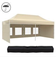 3x6 m Faltpavillon PREMIUM mit 4 Seitenwänden, beige