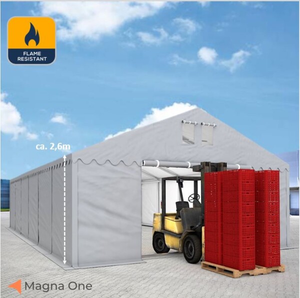 6x12 m  Lagerzelt PROFESSIONAL PLUS, grau