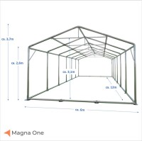 6x12 m  Lagerzelt PROFESSIONAL PLUS, grau