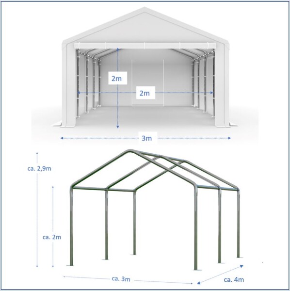 3x4 m Partyzelt SMART PE, weiß