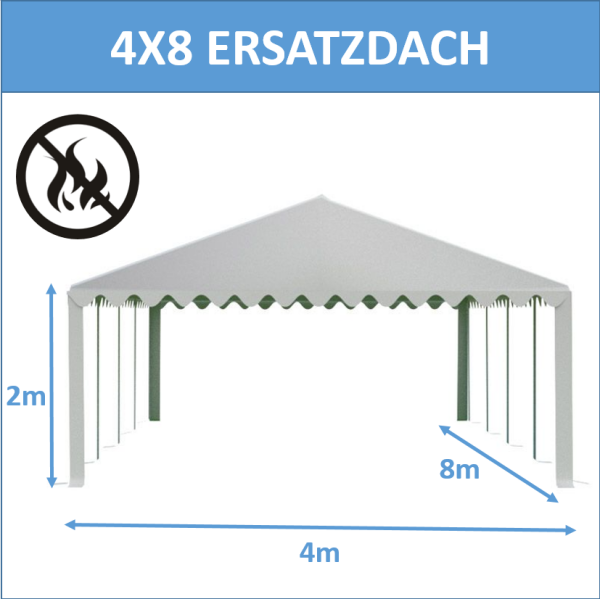 4x8 m Ersatzdach für Partyzelt Lagerzelt PREMIUM PVC, weiß
