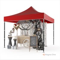 3x3 m Faltpavillon ECONOMY ohne Seitenwände, rot, mit Bedruckung