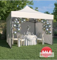 3x3 m Faltpavillon ECONOMY mit 3 Seitenwänden, grün, mit Bedruckung