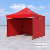 3x3 m Faltpavillon ECONOMY mit 3 Seitenwänden, rot,...