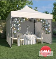 3x3 m Faltpavillon ECONOMY mit 3 Seitenwänden, schwarz, mit Bedruckung