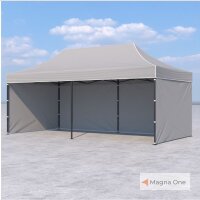 3x6 m Faltpavillon ECONOMY mit 3 Seitenwänden, grau,...