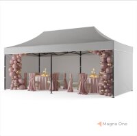 3x6 m Faltpavillon ECONOMY mit 3 Seitenwänden, grau, mit Bedruckung