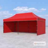3x6 m Faltpavillon ECONOMY mit 3 Seitenwänden, rot,...