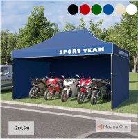 3x4,5 m Faltpavillon ECONOMY mit 3 Seitenwänden, grau, mit Bedruckung